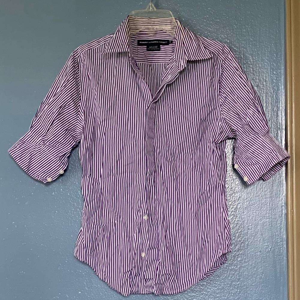 Ralph Lauren purple/ white striped top